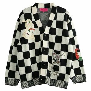 The Elder Statesman Nora Lite Creatures Check Pattern Cardigan